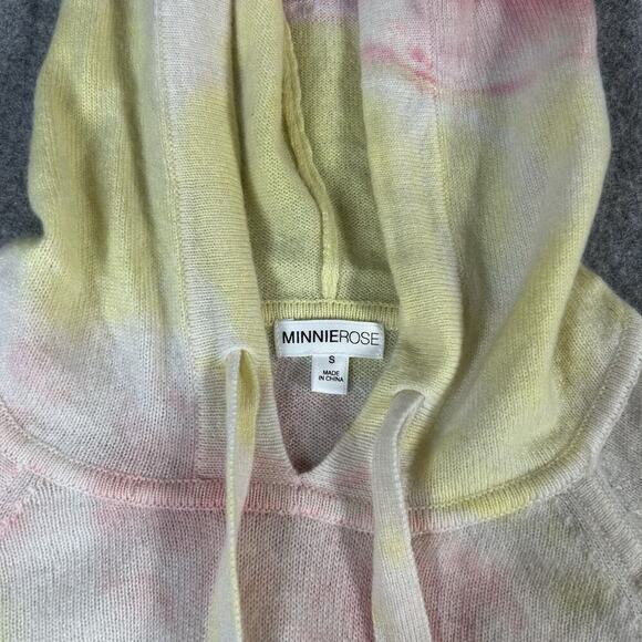 Minnie Rose Cashmere Tie Dye Hooded Sweater Womens Small Pink Yellow - Picture 9 of 9